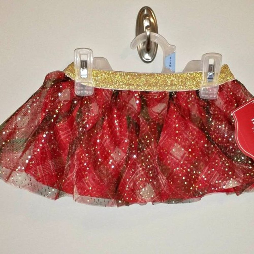 HOLIDAY TIME baby girl red pattern tutu skirt, size 3/6 month K-011